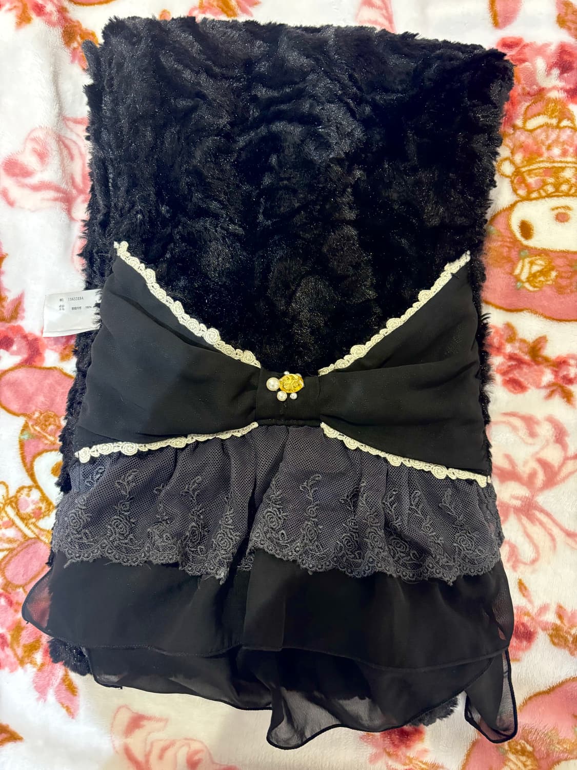 엑시즈팜 리본 레이스 벨벳 목도리 상품이미지1