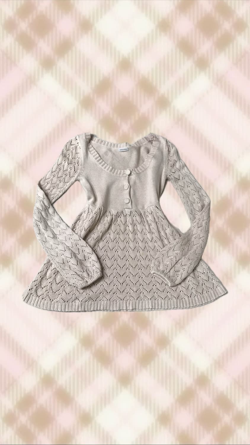 핑크 니트 펀칭 니트 원피스 오프숄더 라떼 히메 갸루 러블리 로걀 빈티지 상품이미지1