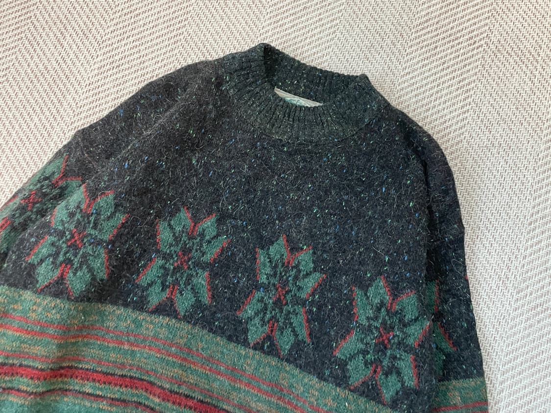 8~90s 유럽빈티지 자카드 파리지안 패턴 니트 스웨터 J03617 상품이미지10