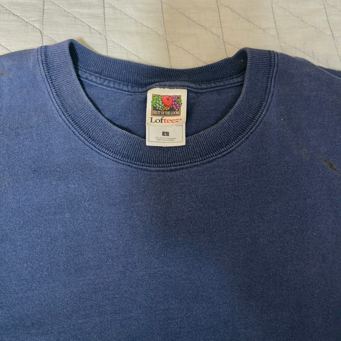 [L] 00s 후룻오브더룸 빈티지 블랭크 티셔츠 네이비 하드페이드 상품이미지7