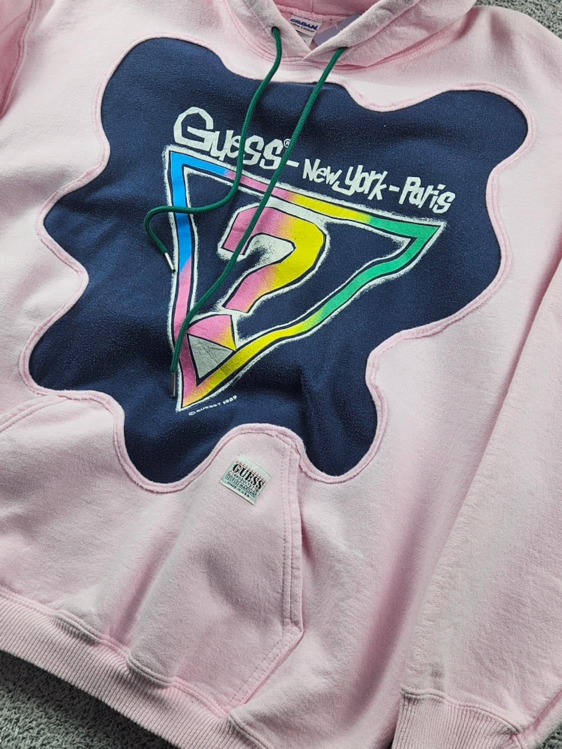 80's GUESS 아플리케 커스텀 스웻 후드 티셔츠 ( L )/9353 상품이미지7