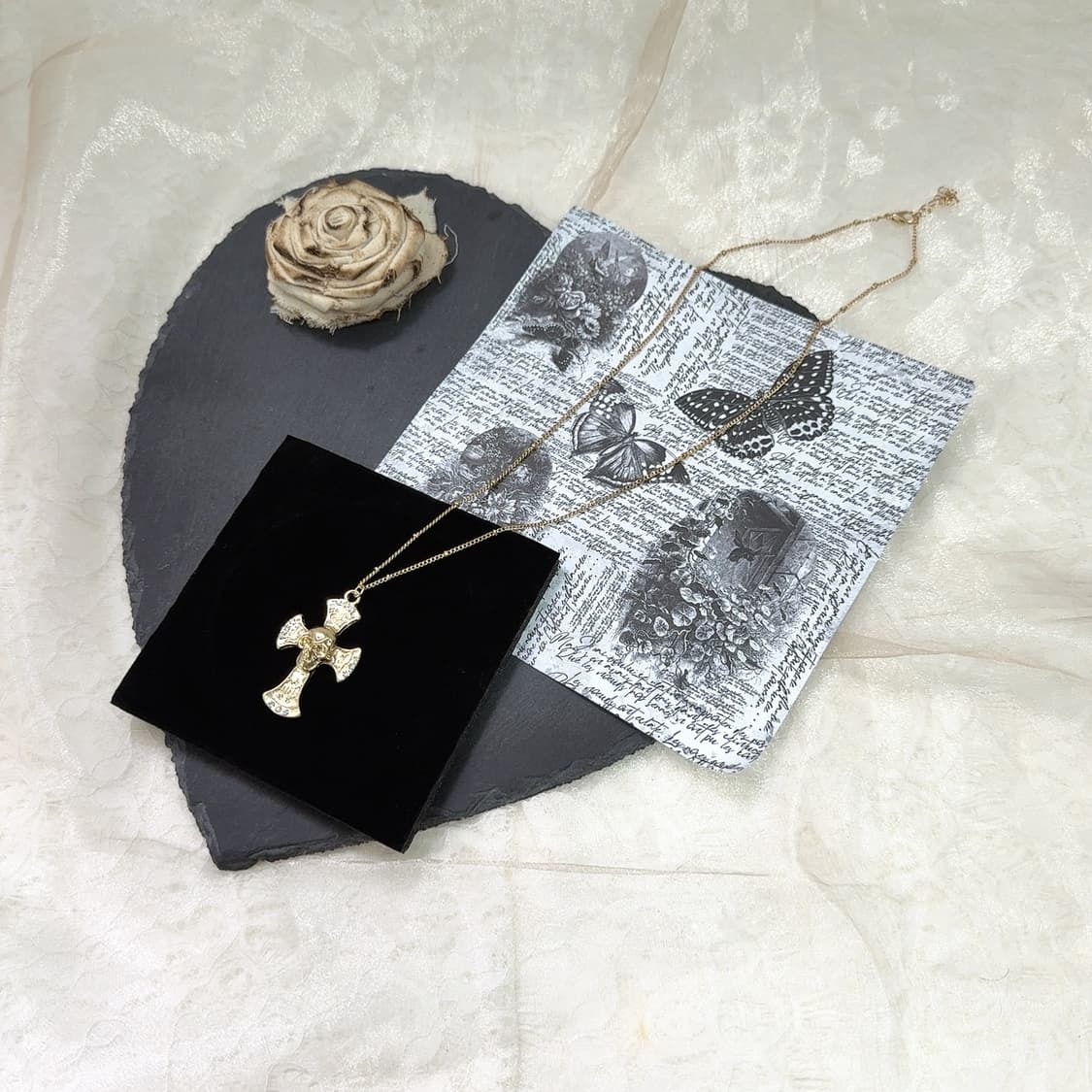 빈티지 중세 해골 십자가 목걸이 상품이미지2