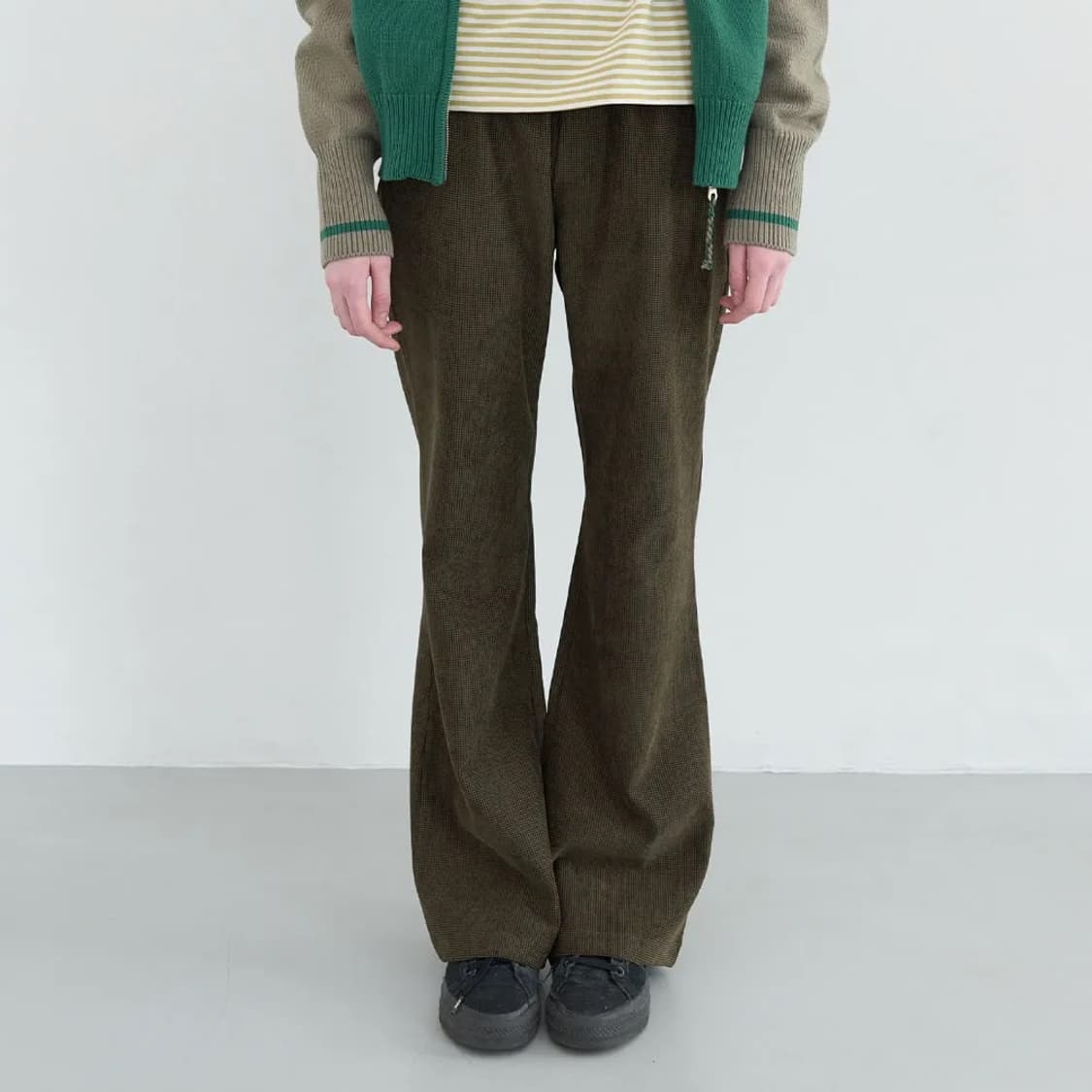 엔조블루스 자카드 밴딩 부츠컷 팬츠 (Khaki) S 상품이미지1