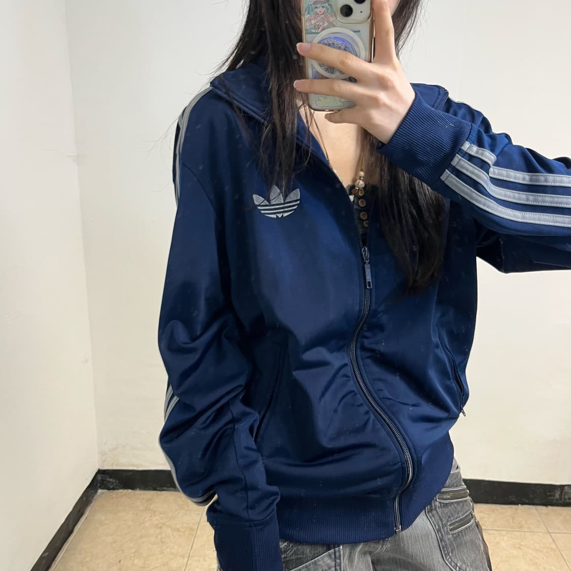 Adidas navy grey Firebird jersey 상품이미지3