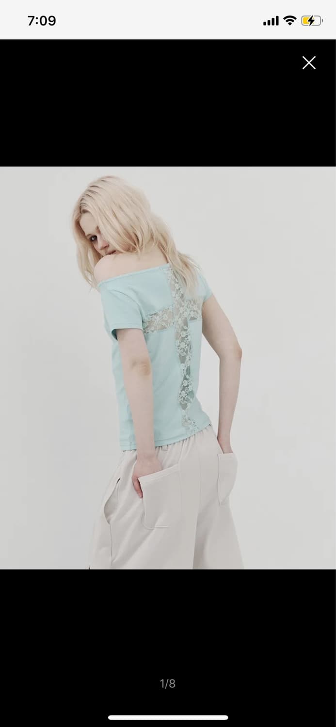 LACE CROSS T-SHIRT / MINT 상품이미지1