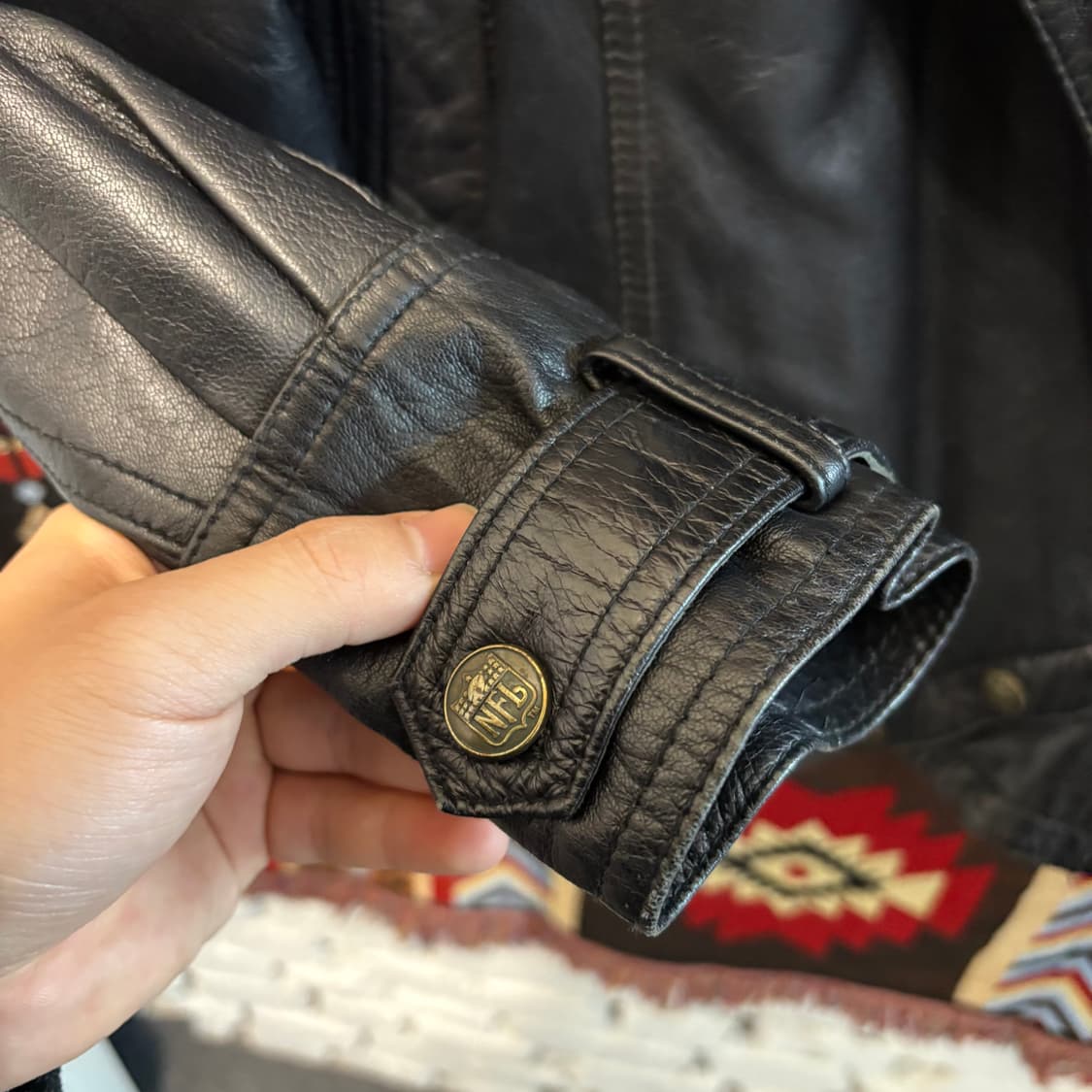 NFL버튼 양가죽 빈티지 자켓 상품이미지5