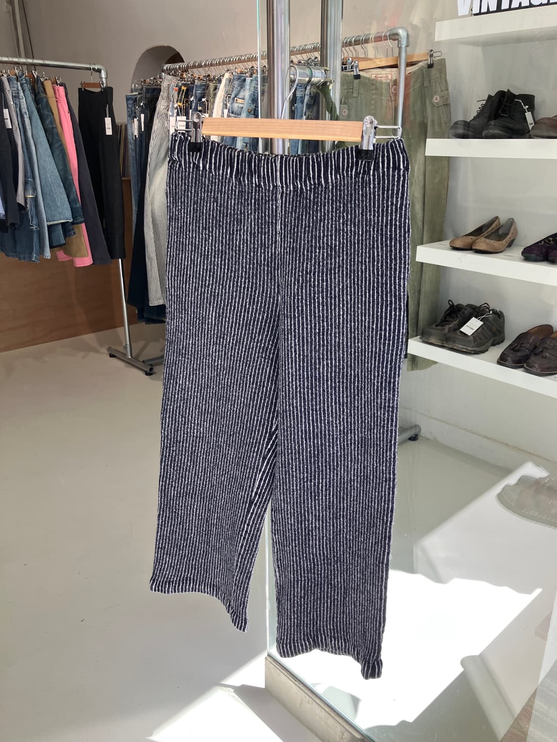 COMME des GARÇONS 스트라이프 울 이지 크롭 팬츠 S 상품이미지1