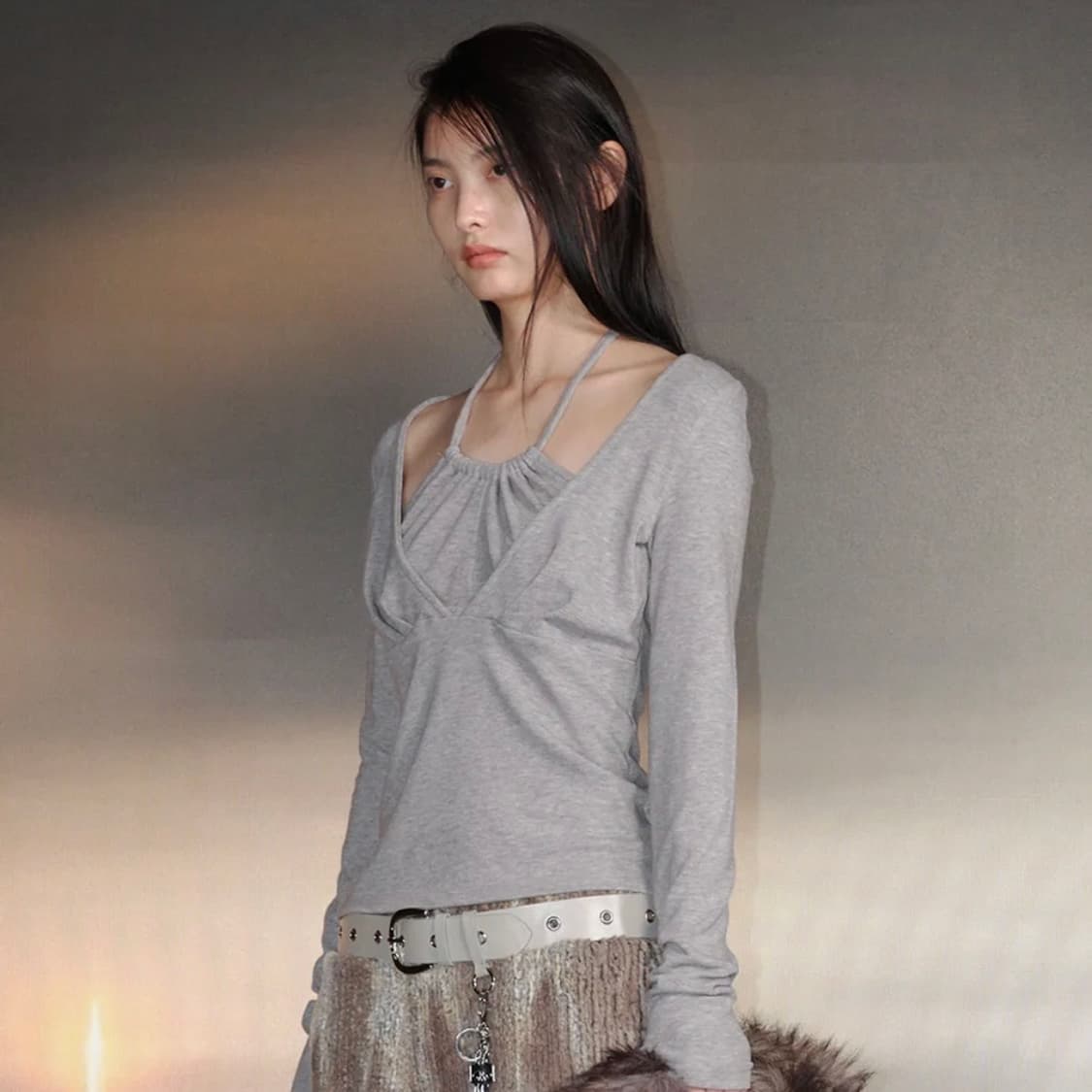 새상품) 세릭 cerric DOUBLE TUNNEL TOP / GRAY 상품이미지2