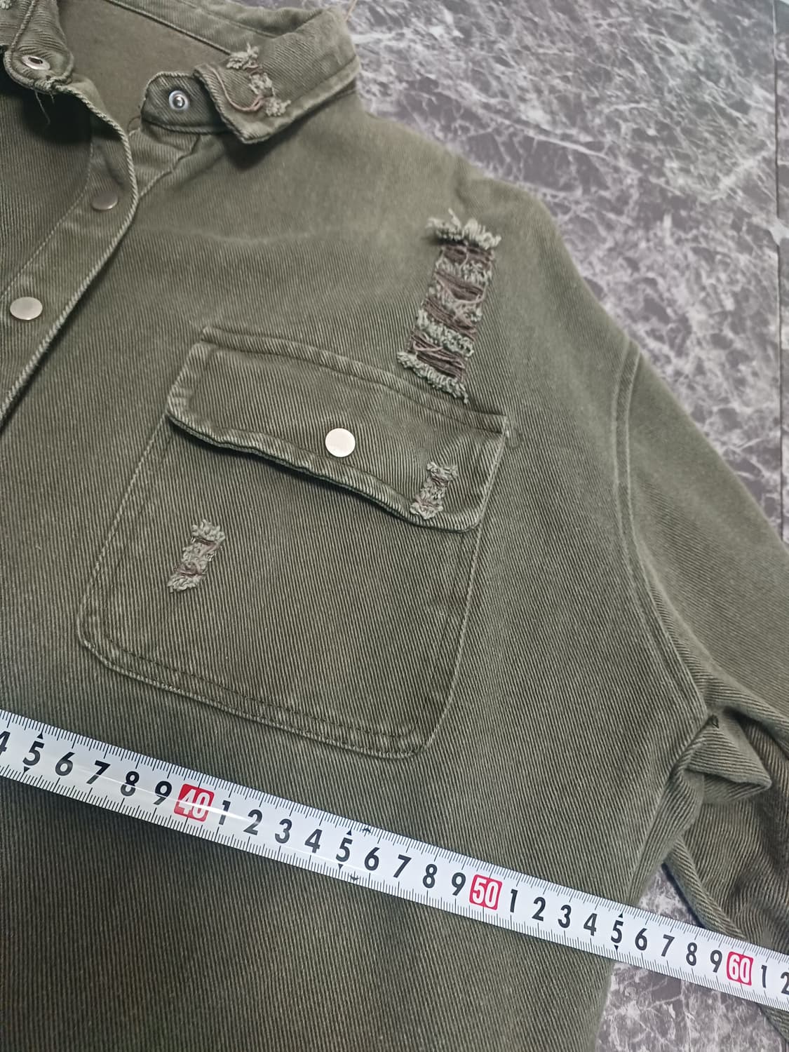 카키 워싱 디스트로이드 셔츠 자켓 
 상품이미지8