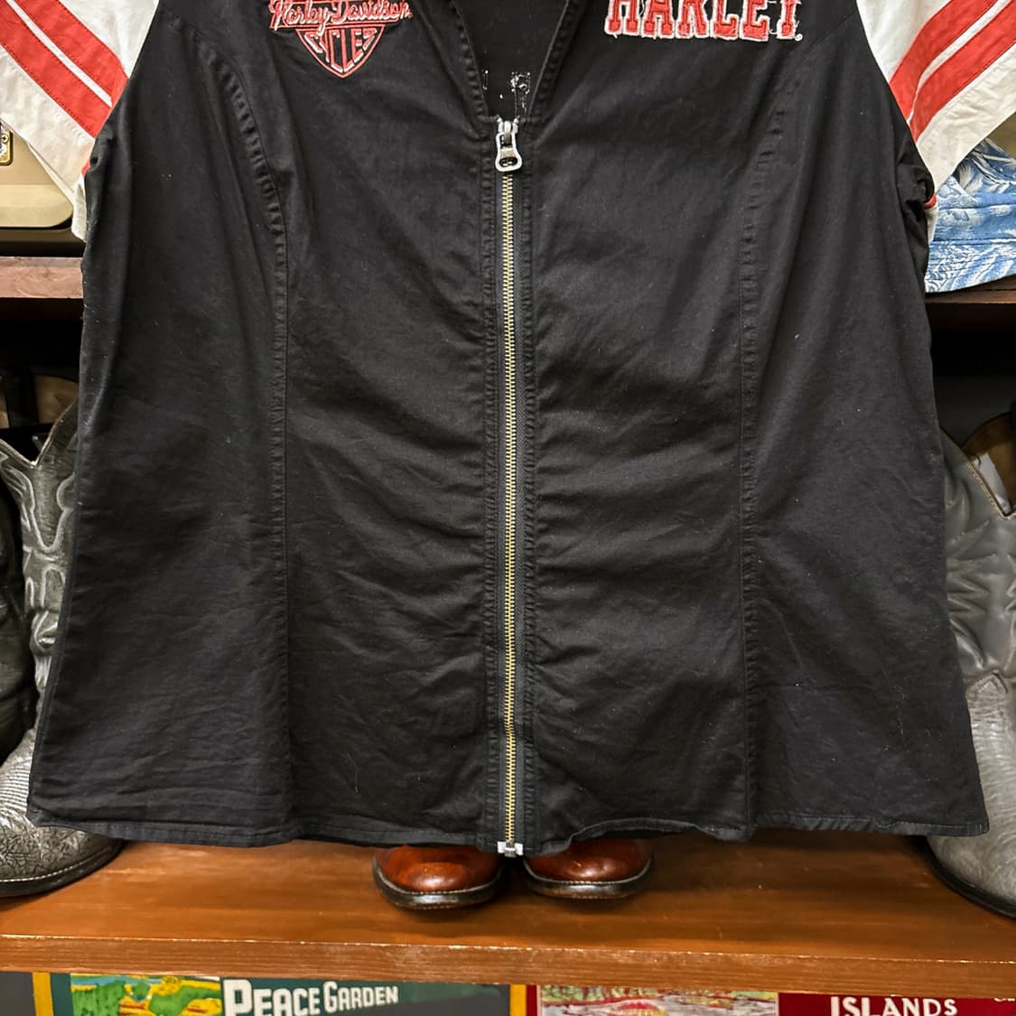 할리데이비슨 Y2K 메탈릭 엠브로이드 풀집업 메카닉셔츠 N1254 상품이미지4