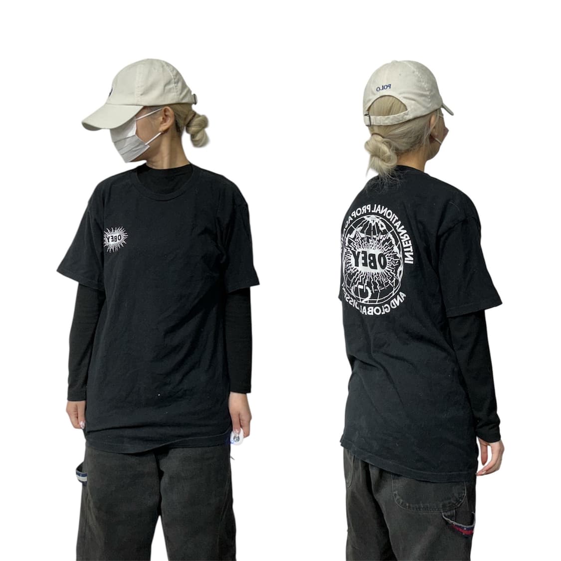 빈티지 블랙 화이트 빅 로고 반팔티 M 상품이미지1