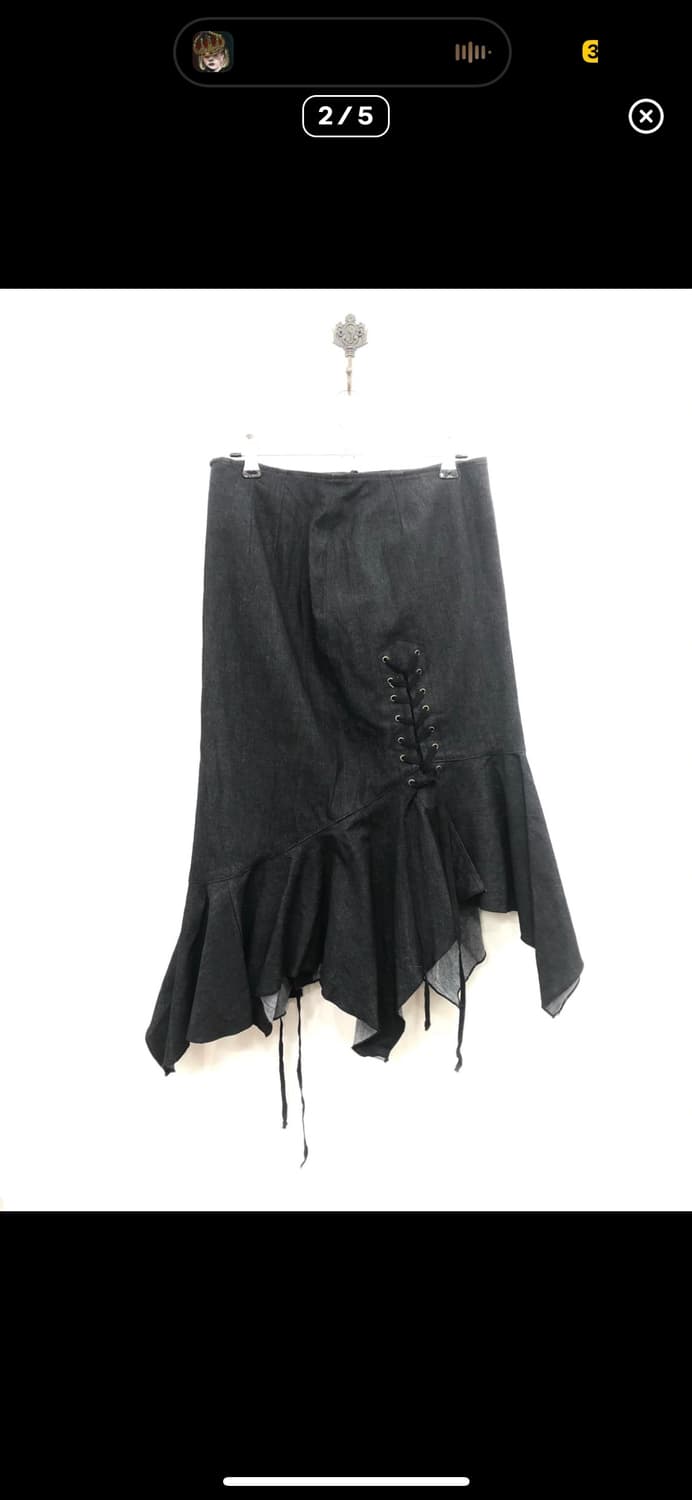 빈티지 아일렛 언발 데님 스커트 펑크 오리엔탈 페어리 코르셋 상품이미지2