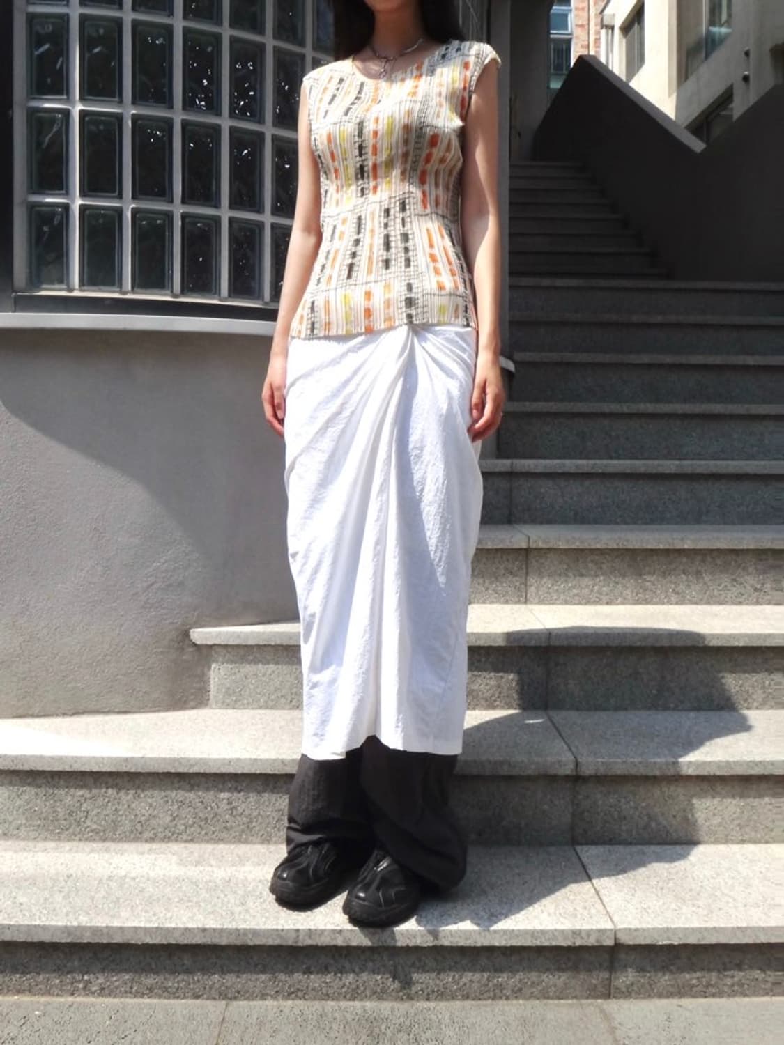 Brush art pleats / beige& green & orange 상품이미지4