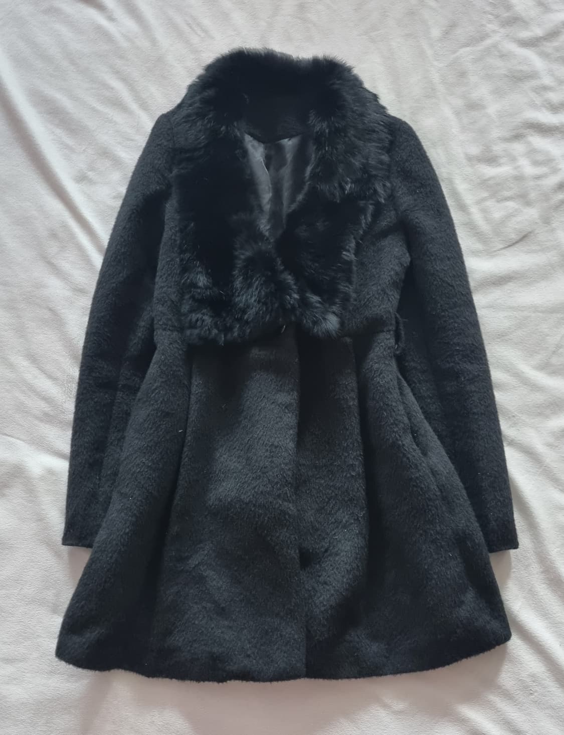 빈티지 갸루 긱시크 퍼 블랙 코트 상품이미지1