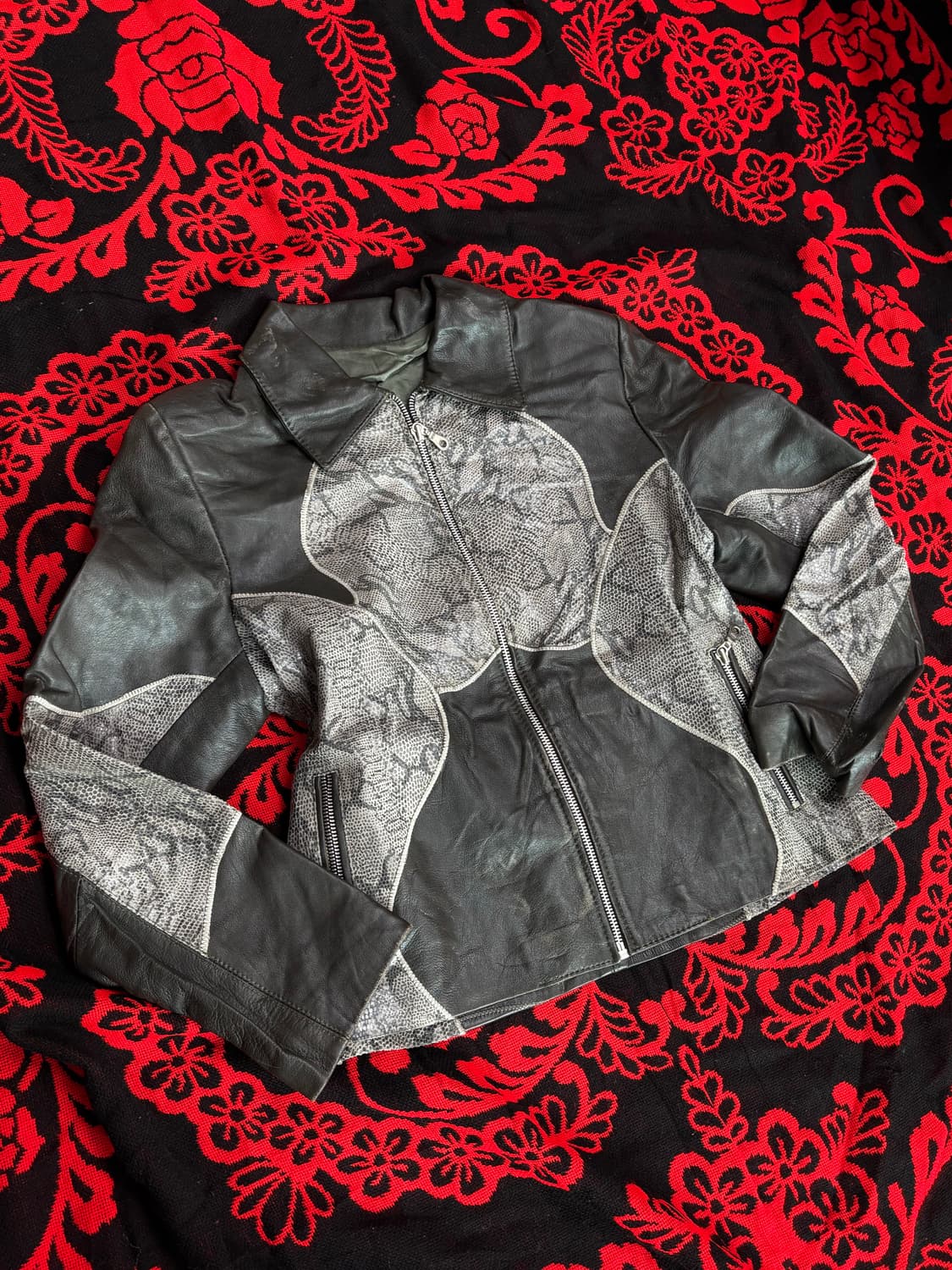 Rock Punk phyton pattern leather jacket 상품이미지2