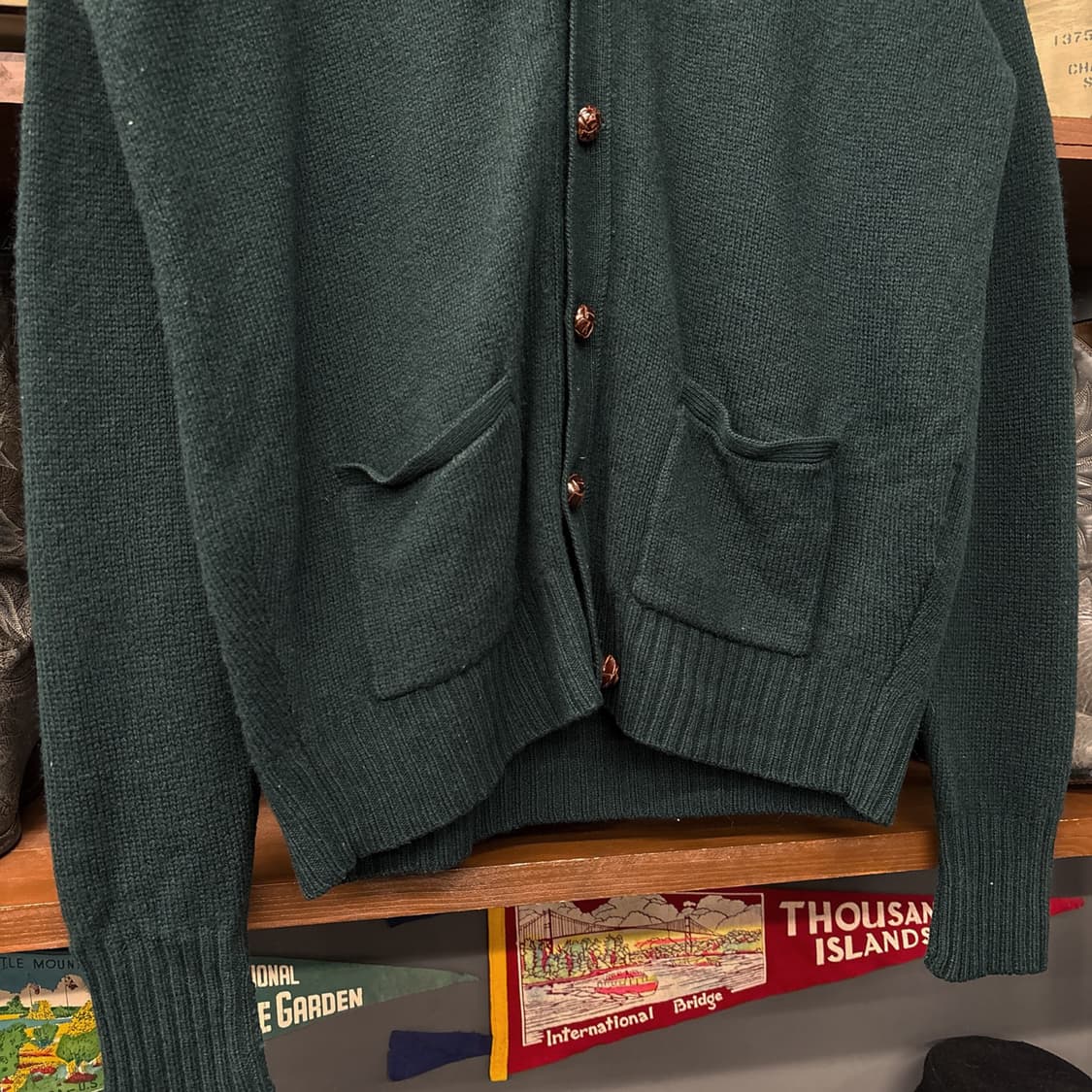 80s 폴로 랄프로렌 브이넥 퓨어울 니트 가디건 딥그린 N991 상품이미지4