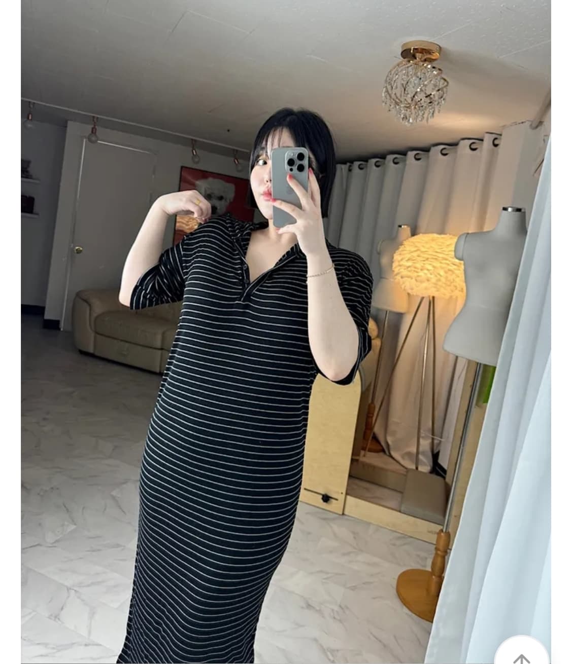 새옷)스트라이프 후드롱원피스 55-77 상품이미지5