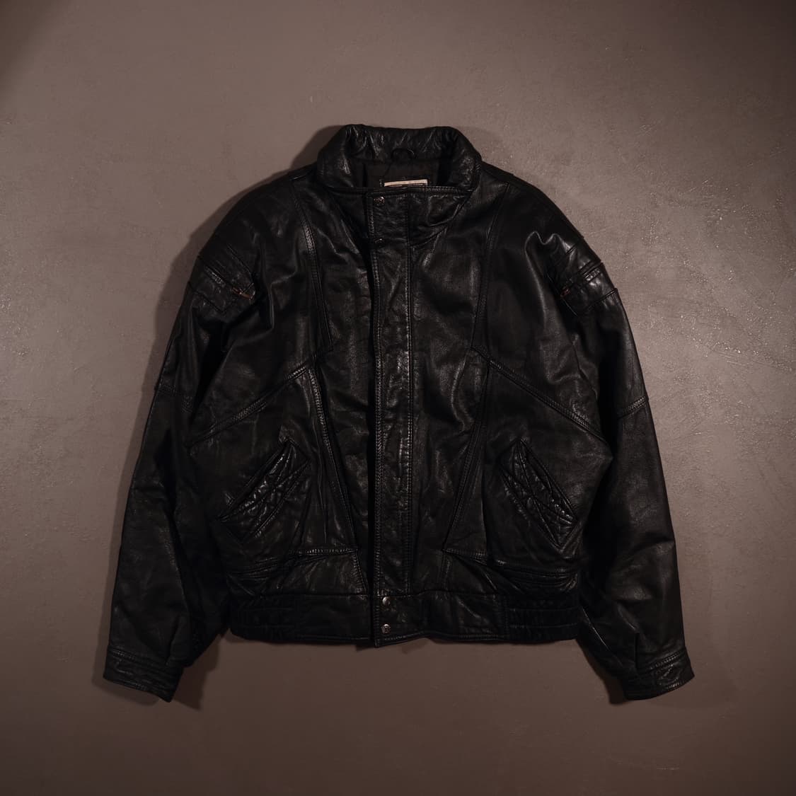 빈티지 레더 크롭 봄버자켓 상품이미지1