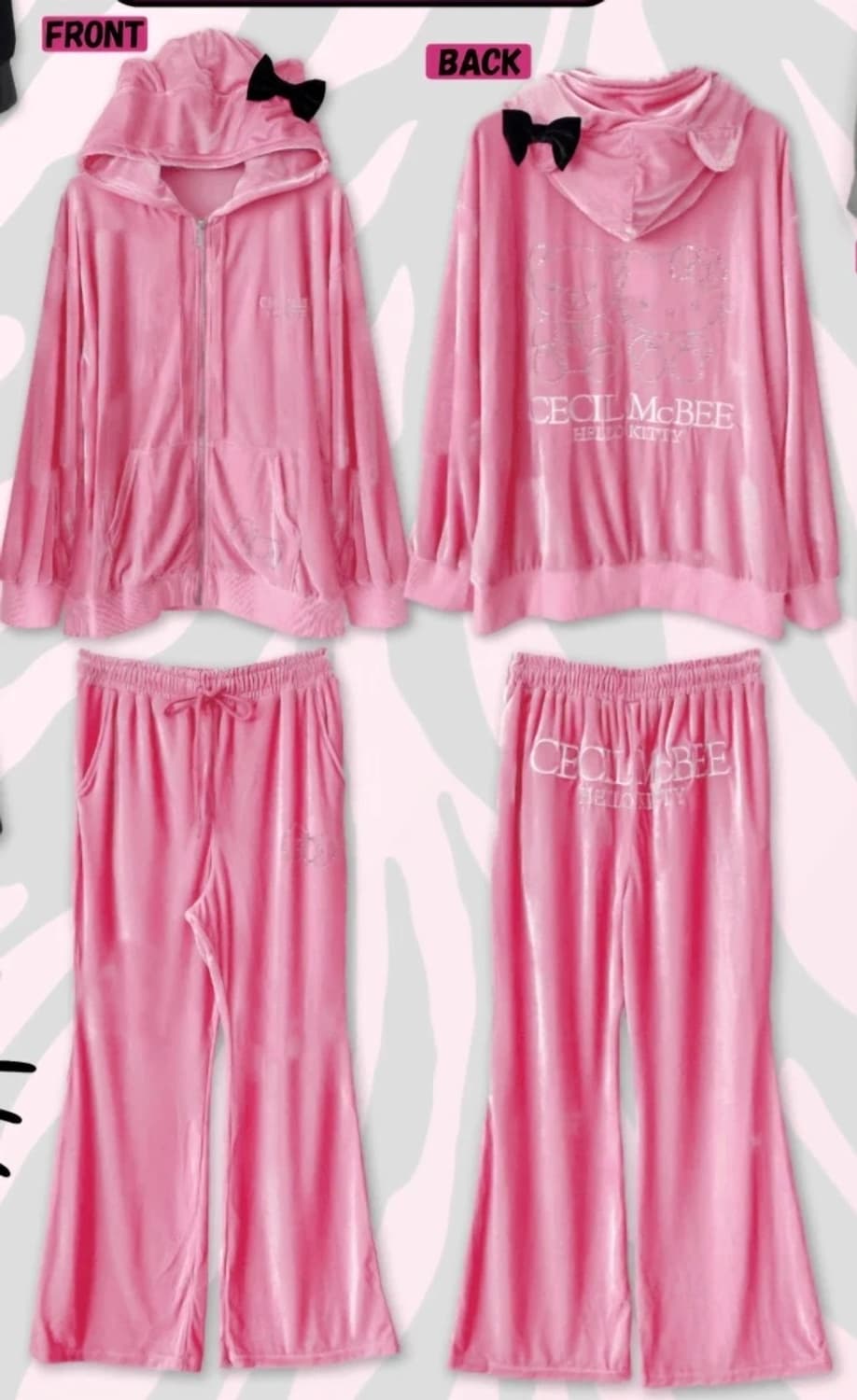 돈키호테 세실맥비 에고이스트 콜라보 갸루 벨벳 셋업 키티 상품이미지1