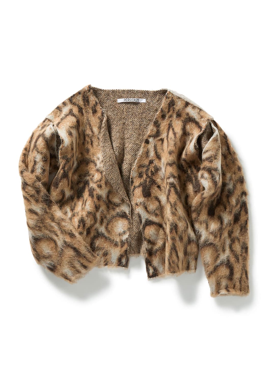 [F]퍼버즈 25fw Wide Slit 가디건/브라운 레오파드 상품이미지1