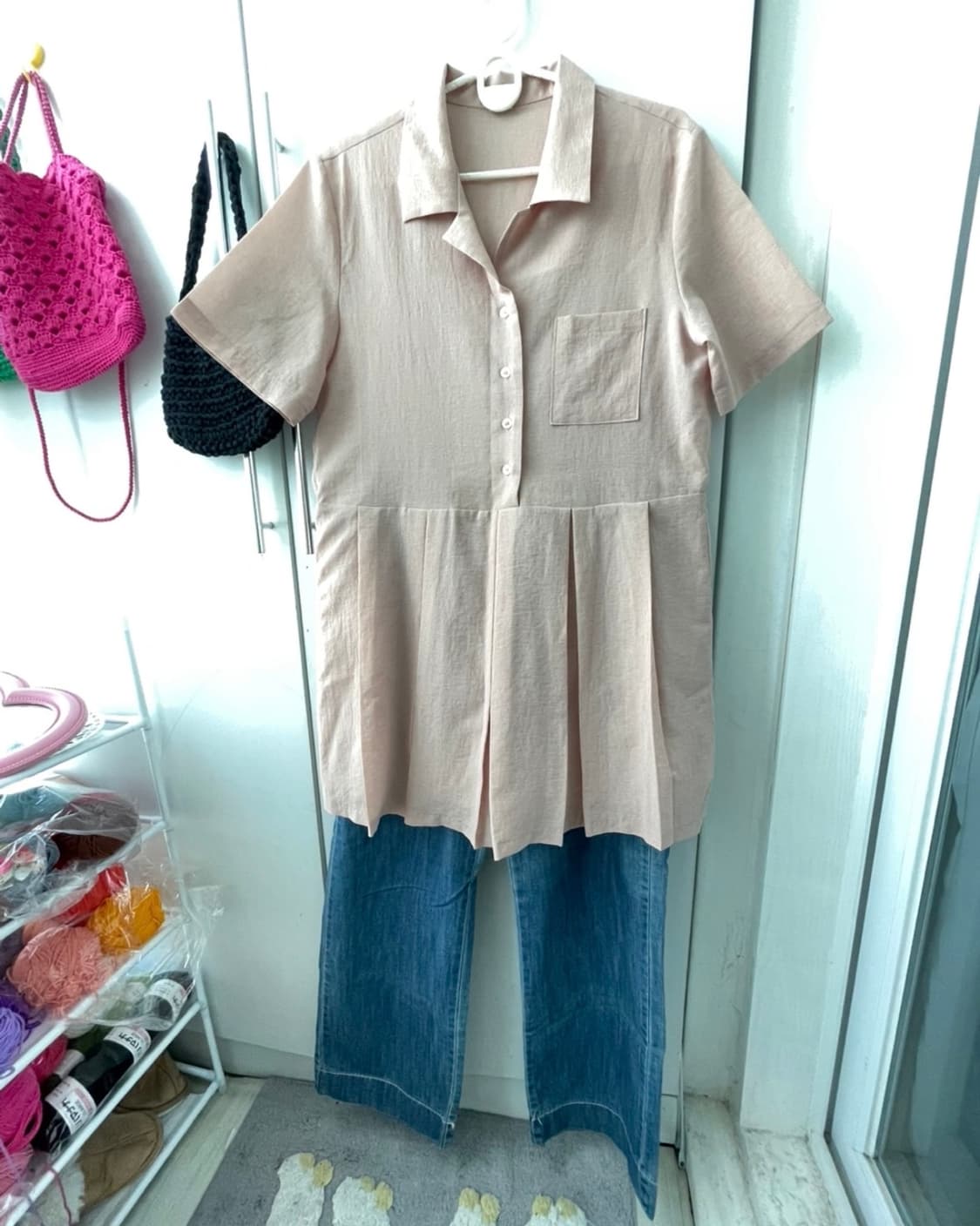 살구핑크반팔 원피스 상품이미지2