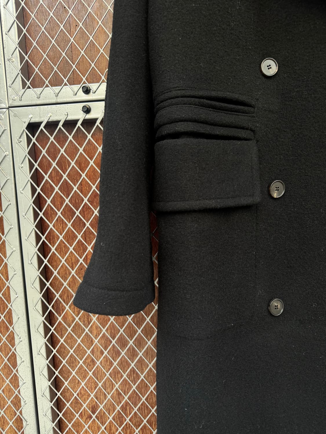 statement 스테이트먼트 울 블랙 더블 오버핏 롱코트 F 상품이미지2