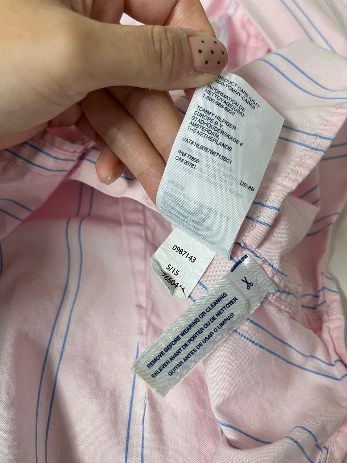S) 타미힐피거 여성 스트라이프 셔츠 핑크 상품이미지6