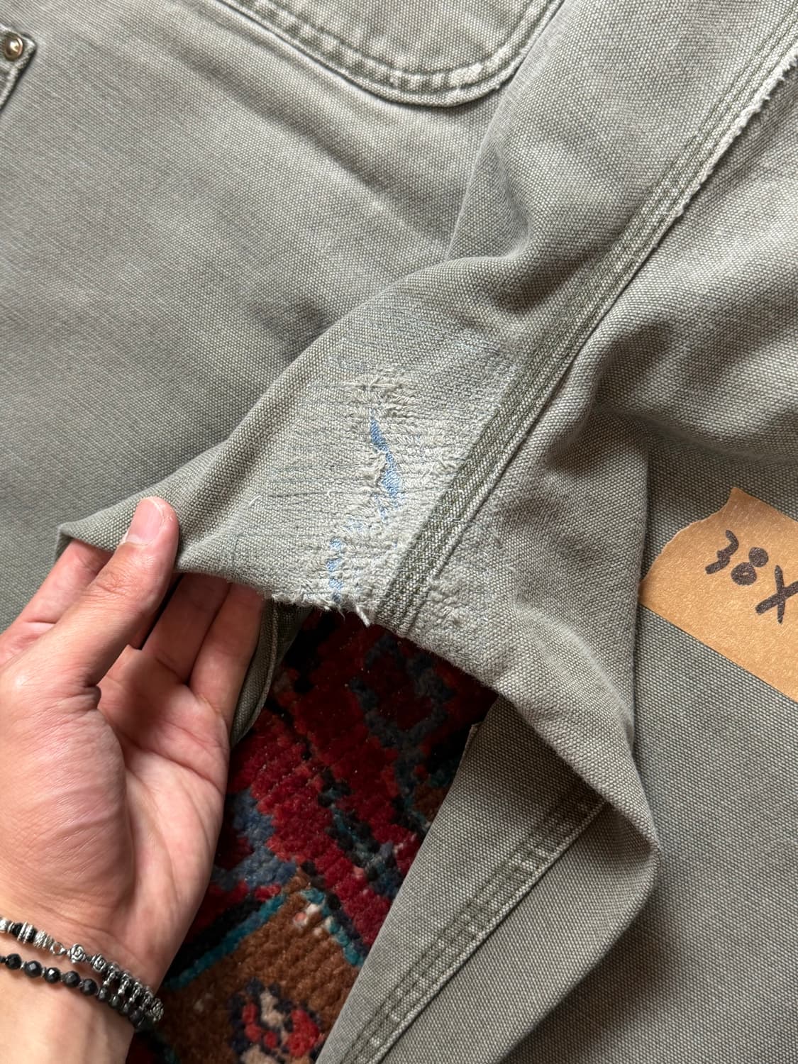 OG USA Made 칼하트 B01 더블니 팬츠 칼하트 MOS 모스그린 상품이미지10