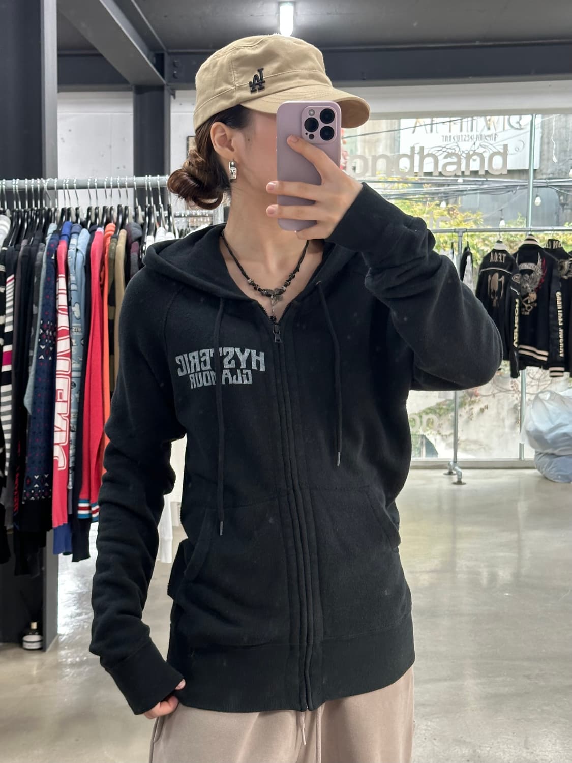 히스테릭글래머 히스걸 빅로고후드집업 블랙 상품이미지3