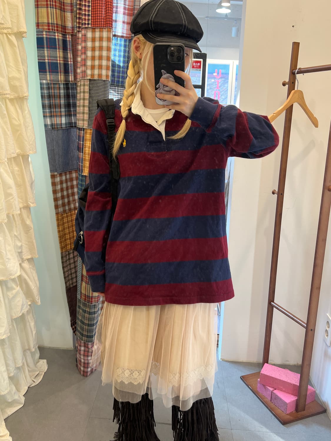 폴로 버건디 스트라이프 카라티 상품이미지4