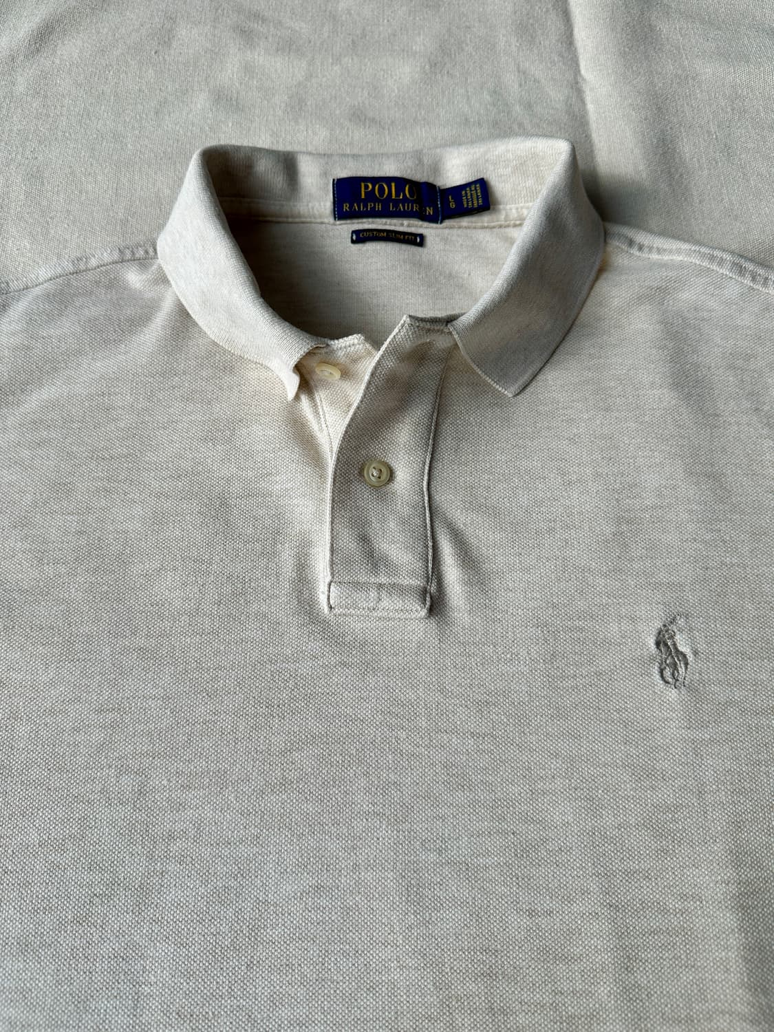 폴로 랄프로렌 오트밀 베이지 피케 카라티 커스텀 슬림핏 L 상품이미지7