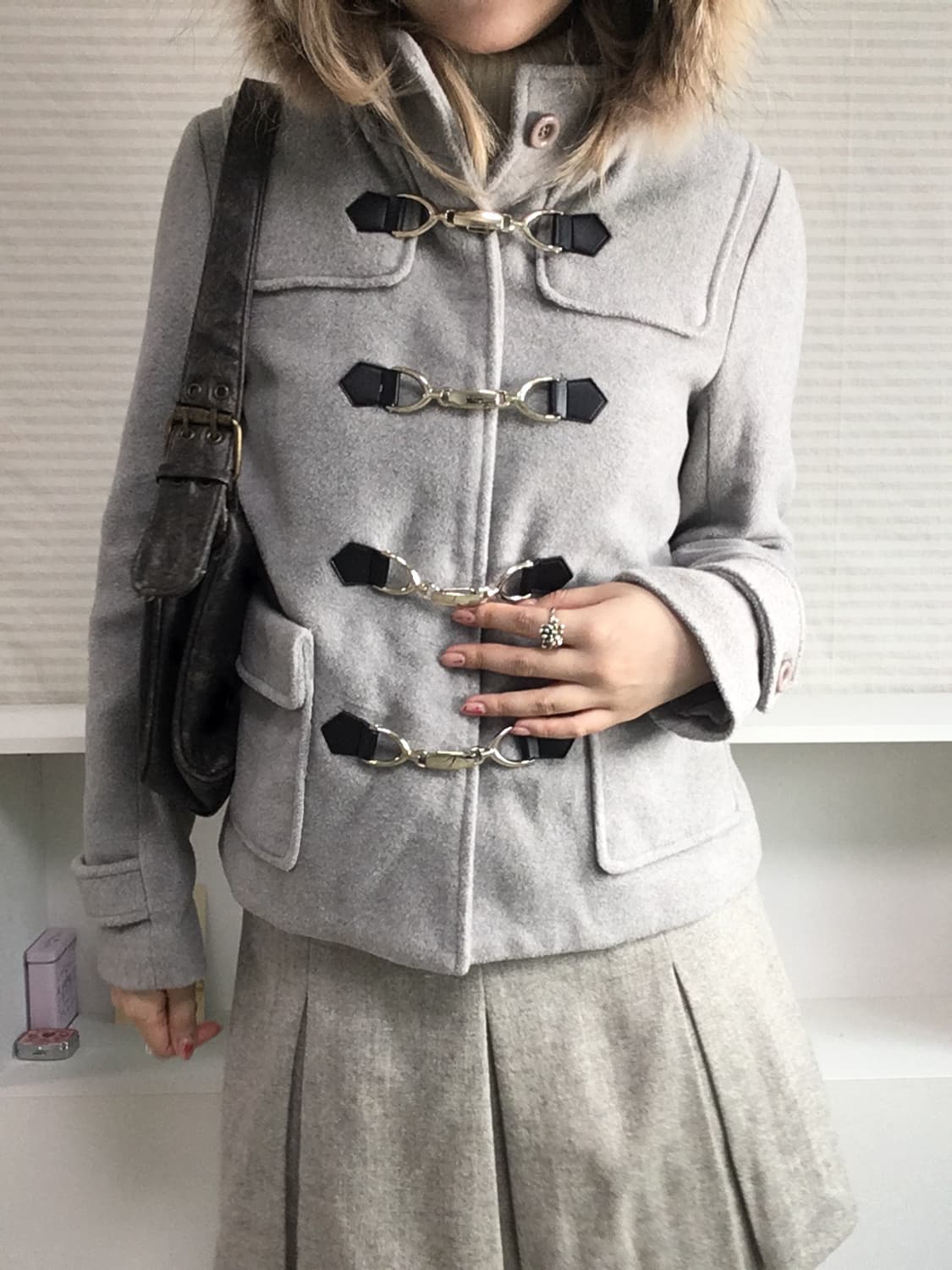 cecil mcbee sora gray fur duffle half co 상품이미지7