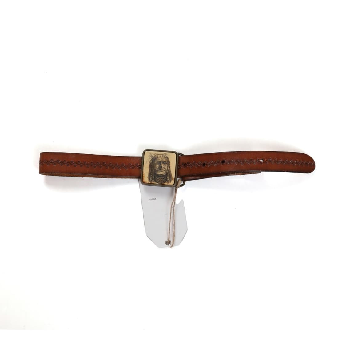 Solid Brass Vintage Leather Belt 상품이미지1