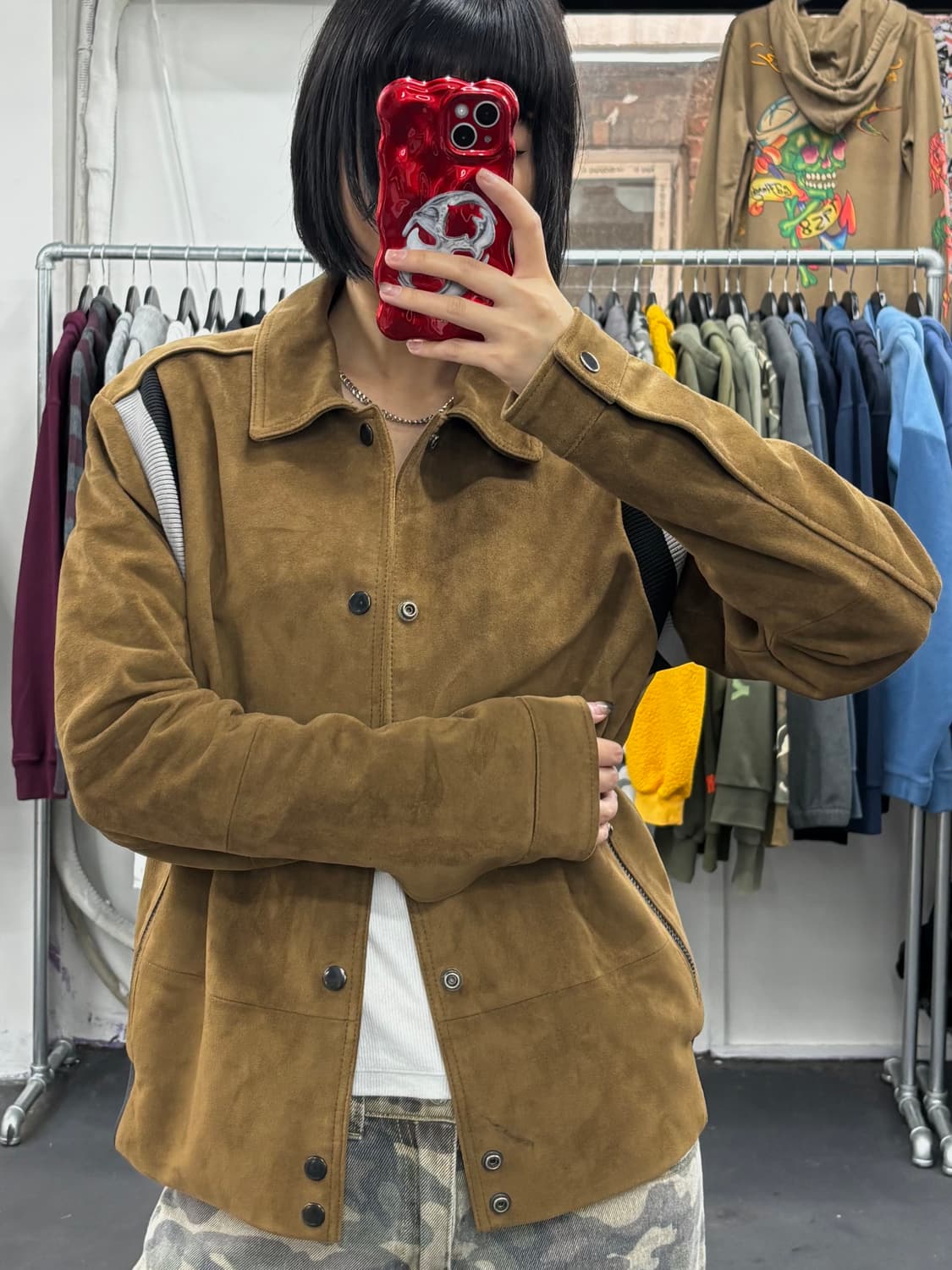 VTG 스웨이드 버튼 바시티 자켓 상품이미지1