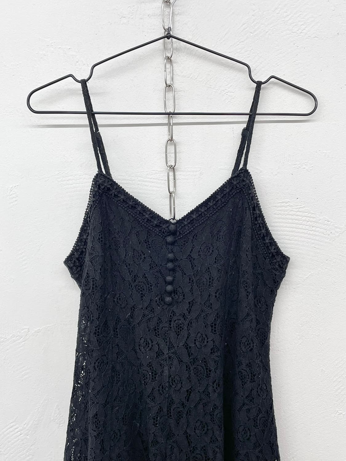 블랙 레이스 버튼 원피스 상품이미지4