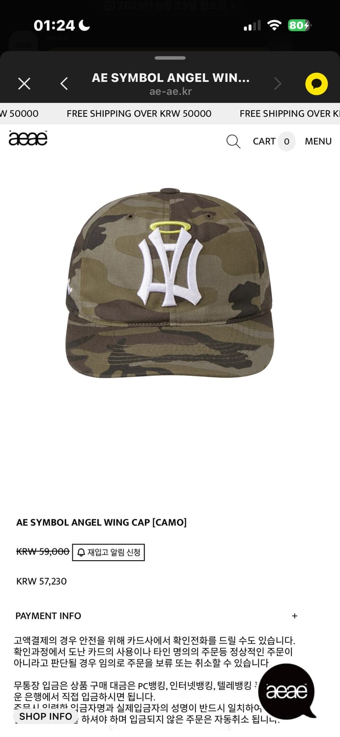 aeae AE SYMBOL ANGEL WING CAP [CAMO] 상품이미지2