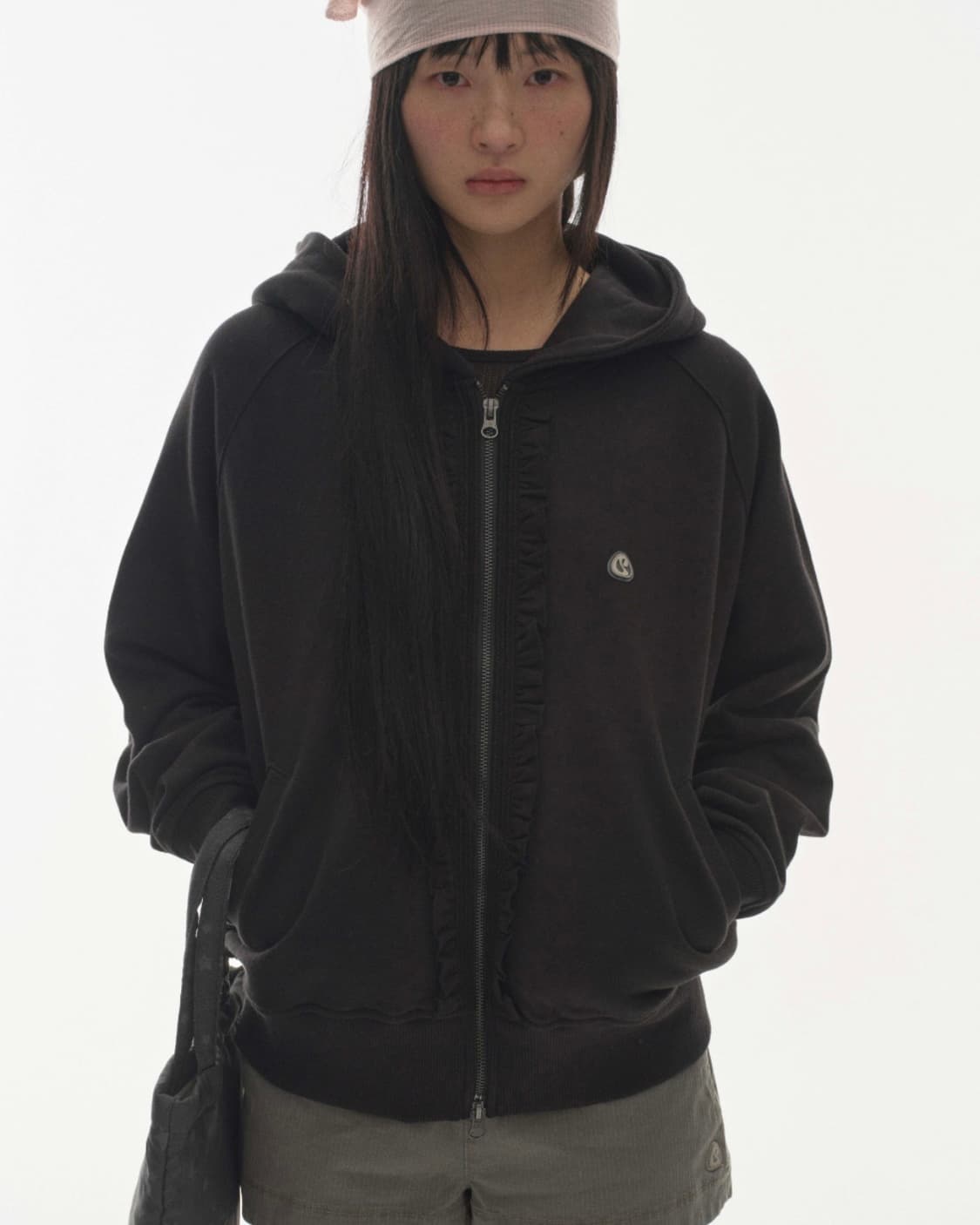 COYSEIO RUFFLE LACE HOOD ZIP-UP 상품이미지2