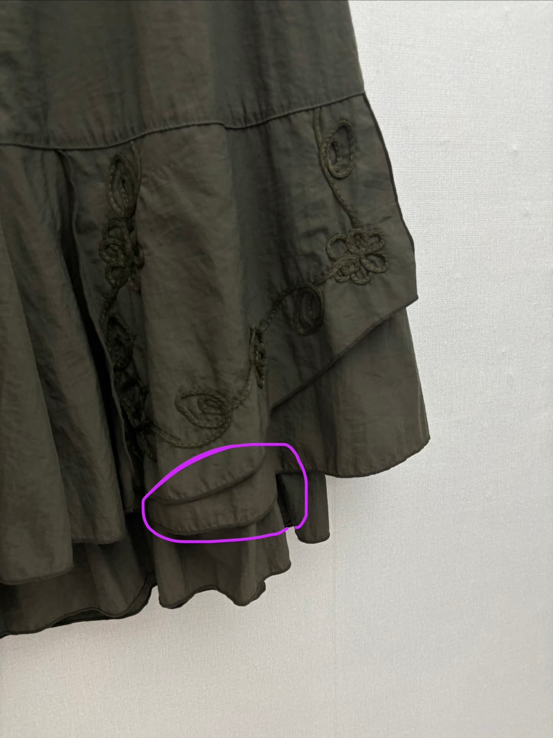 카키 자수 롱 스커트 상품이미지10