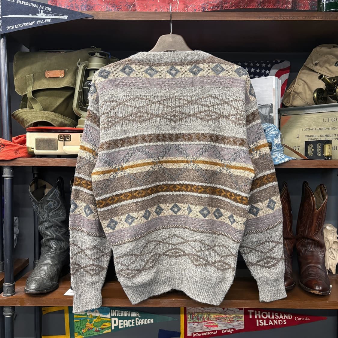 빈티지 노르딕 웨이브 패턴 브러쉬드 울 스웨터 상품이미지2