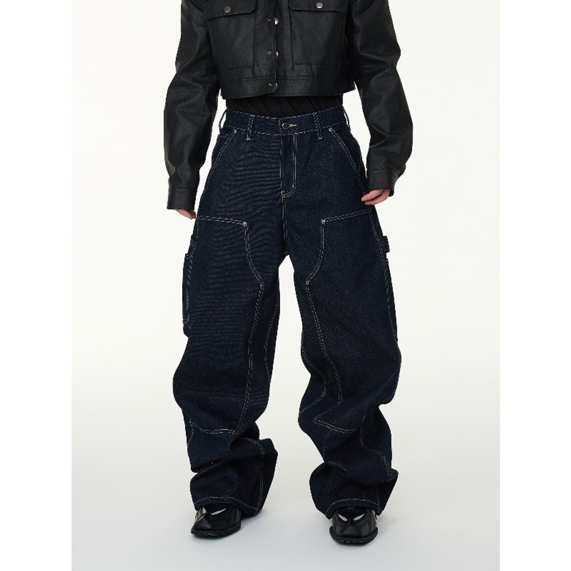 네이비 데님 새깅핏 카펜더 팬츠 상품이미지5