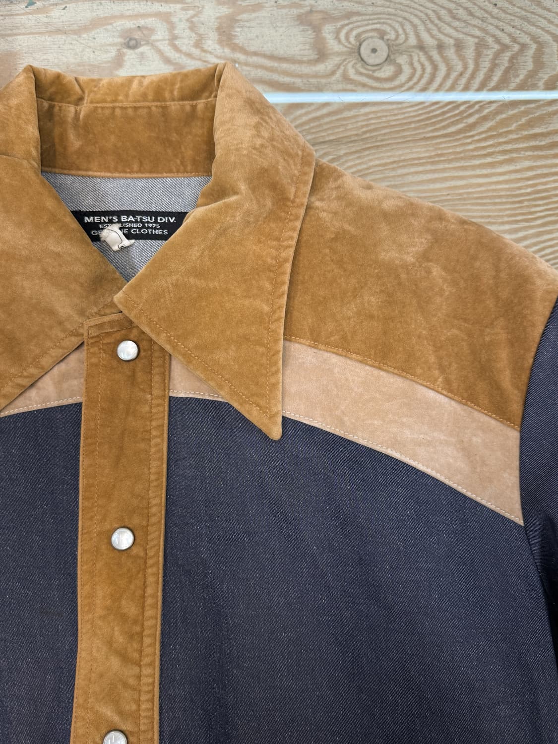 Mens Batsu 벨루어 웨스턴 데님 셔츠 상품이미지5