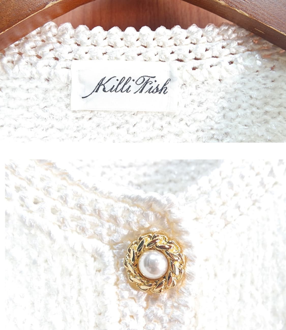 새제품~!!  빈티지 금장 진주 버튼 스웨터 가디건 상품이미지3