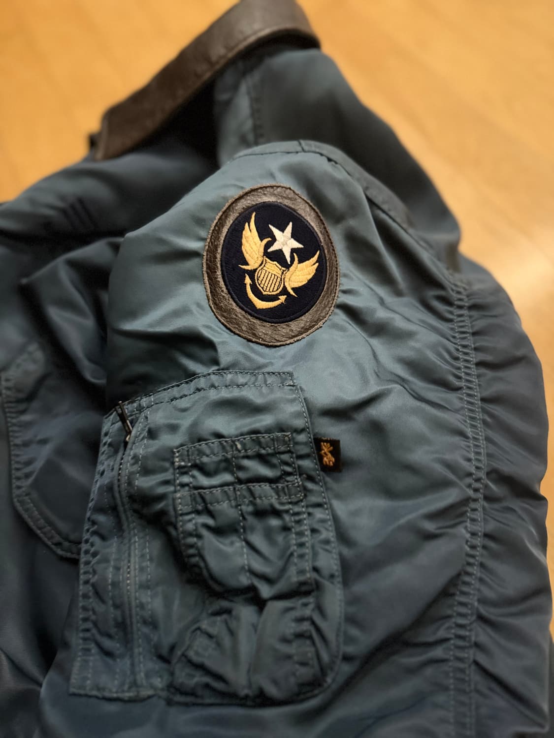 [알파인더스트리] 00s FLT 45/P 가죽카라 패치 항공점퍼 (L) 상품이미지6