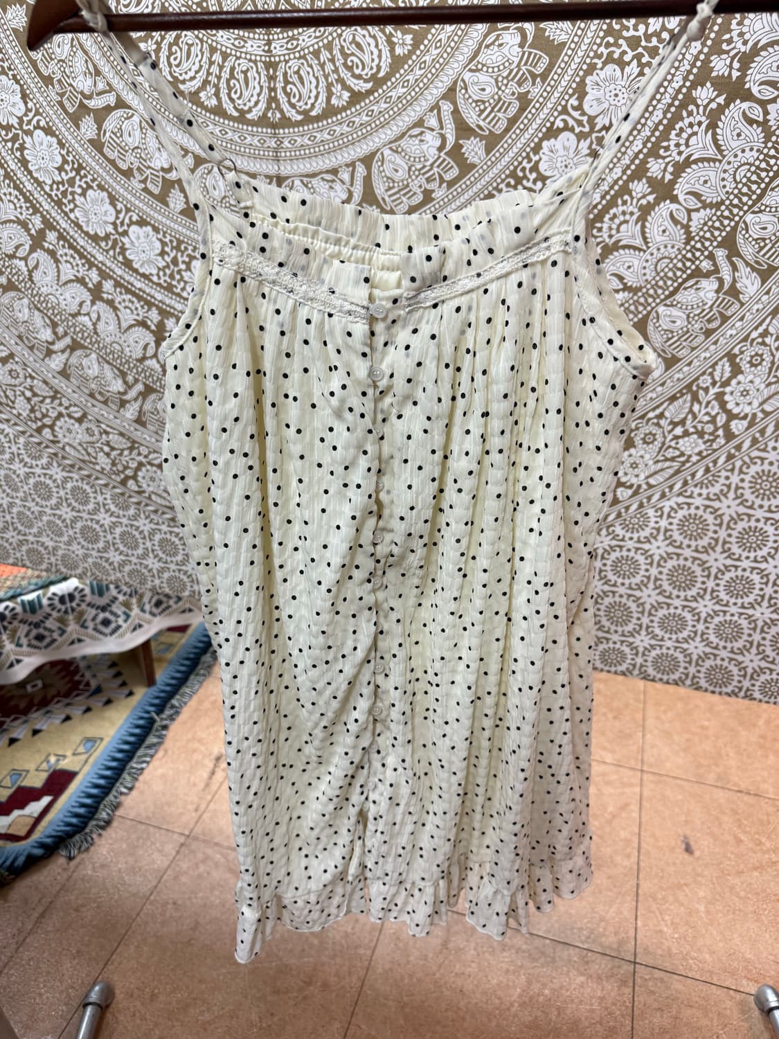 빈티지 여성 도트 롱 슬리브리스  상품이미지4