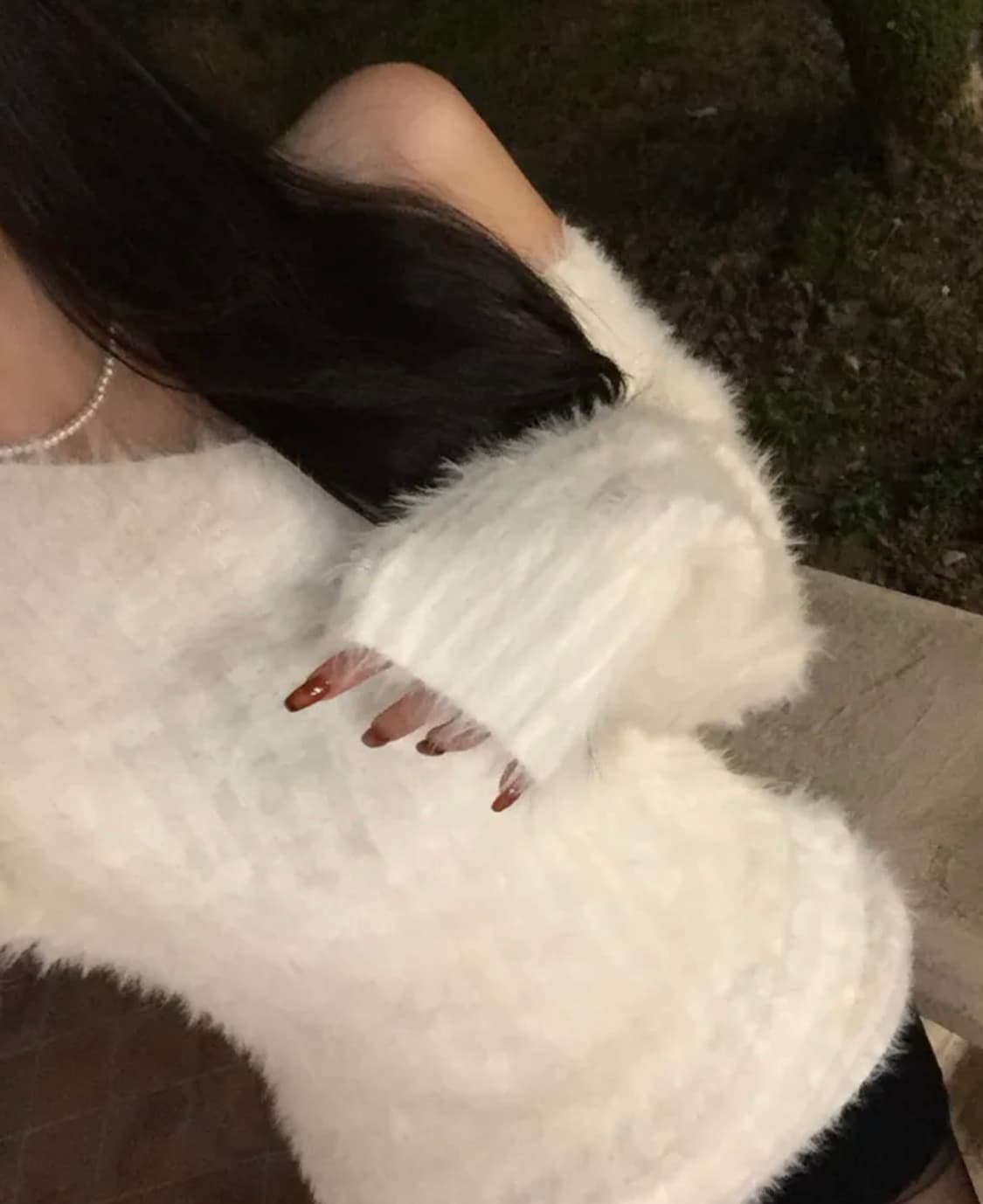 y2k 여리핏 오프숄더 화이트 아이보리 크림 니트 상품이미지4