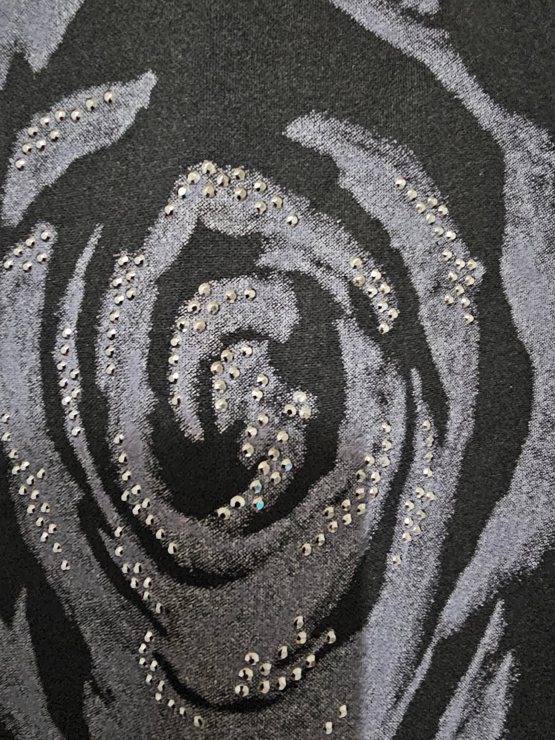 신강식 디자이너 블랙 회색장미프린팅 큐빅핫픽스장식 7부55-66 상품이미지3