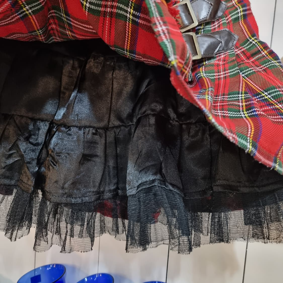 Tralala(트랄라라)  레드 체크 튤프릴 스커트 상품이미지3