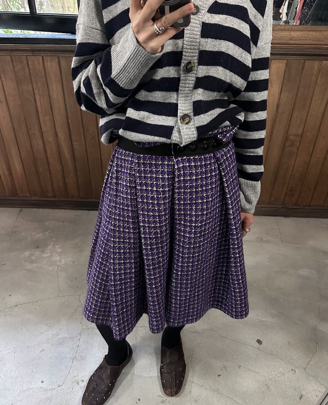 COMME DES GARCONS purple tweed wool skir 상품이미지3