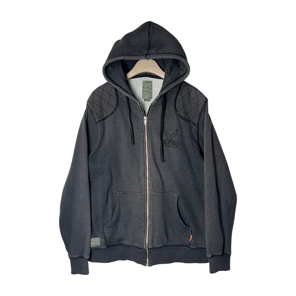 [STUSSY] 스투시 퀼팅 숄더 패치워크 후드집업 상품이미지1