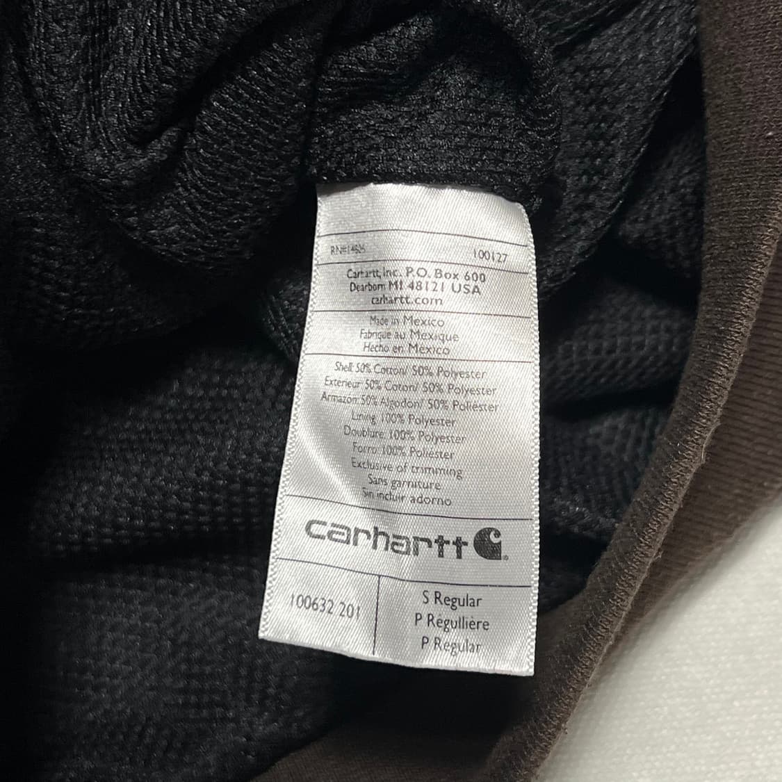 S 칼하트 써멀 오버사이즈 브라운 후드집업 상품이미지5